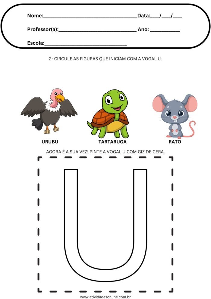 atividades vogal U